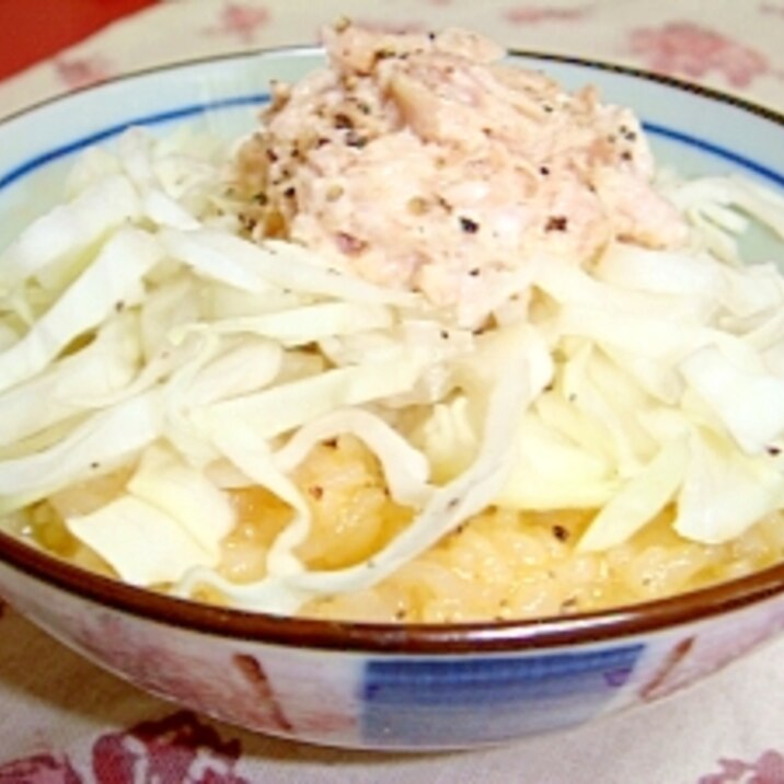 男の料理! ツナマヨきゃべつ卵かけご飯